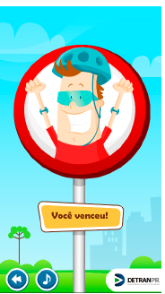 Tela avisando que o jogador venceu
