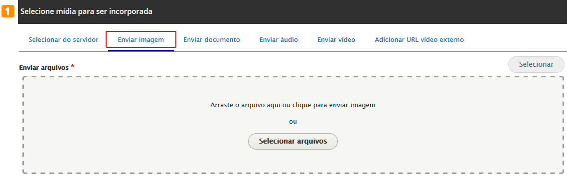 Tela 1 enviar imagem - selecionar arquivos