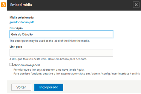 Tela 3 enviar documento link do arquivo