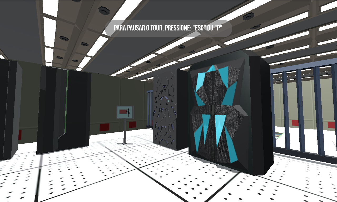 Tela do Tour Virtual do Data Center com servidores 