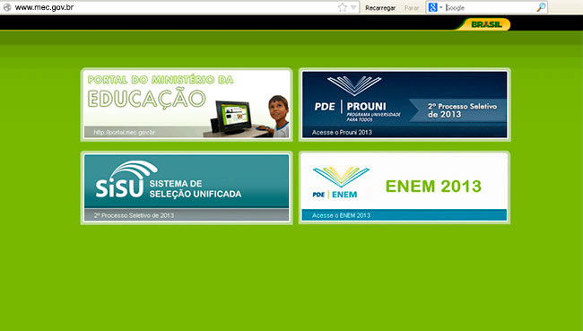 Tela portal MEC