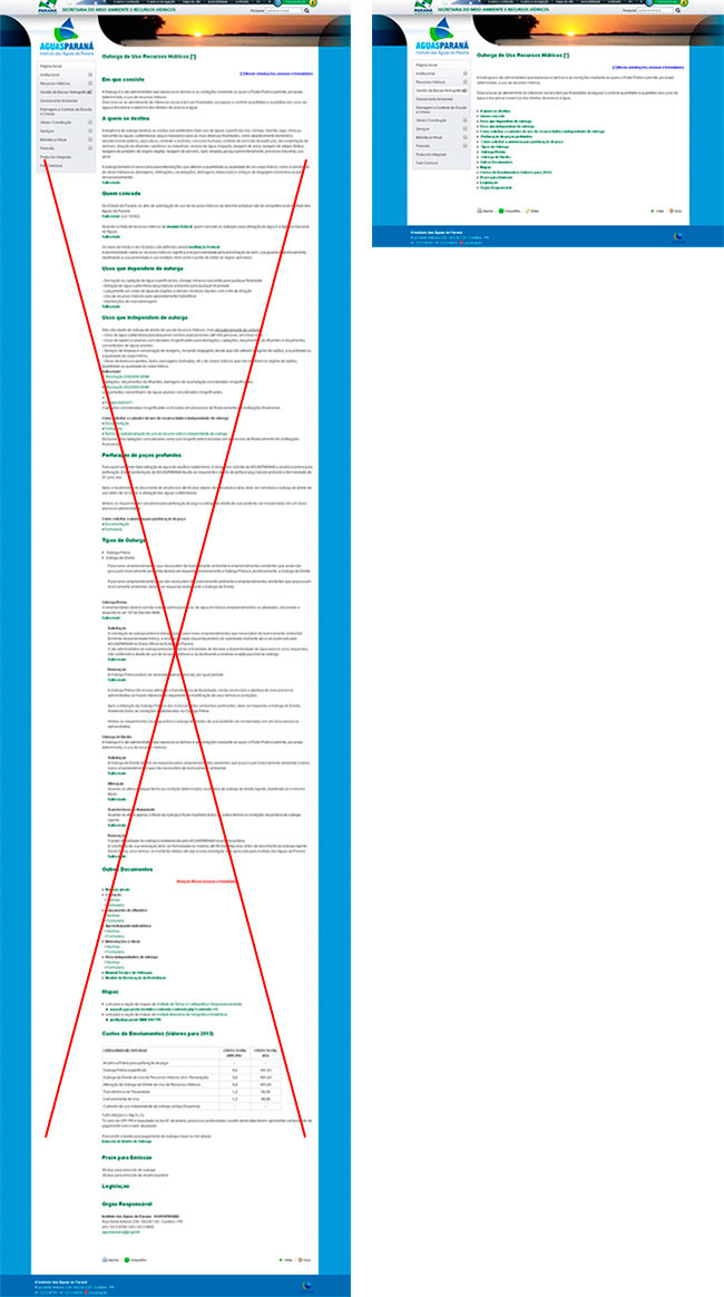 Exemplo de conteúdo extenso e conteúdo curto