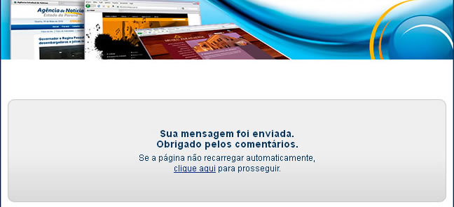 Exemplo de aviso e agradecimento pelo email enviado