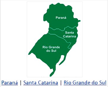 Exemplo de mapa dos estados da região sul do Brasil